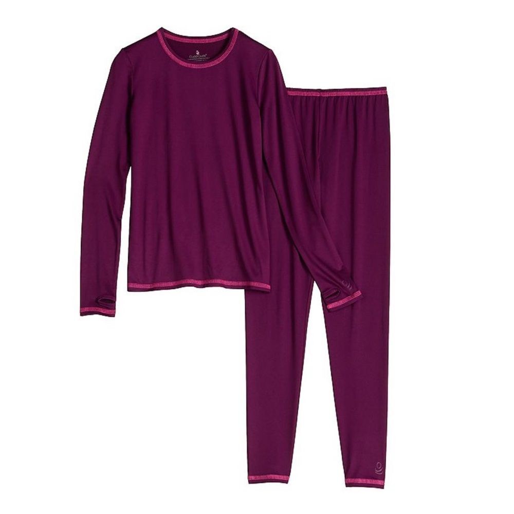 Cuddl Duds Warm Layers 2pc Base Layer Set NEW Comfort Stretch Purple XS 4/5